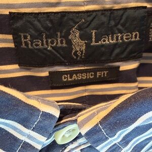 Ralph Lauren Blue Striped Classic Fit Shirt.